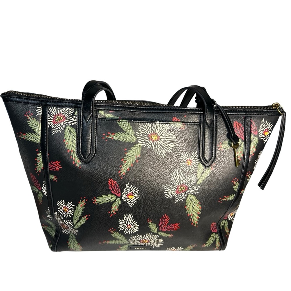 Fossil Sydney Large Black Floral Tote Bag